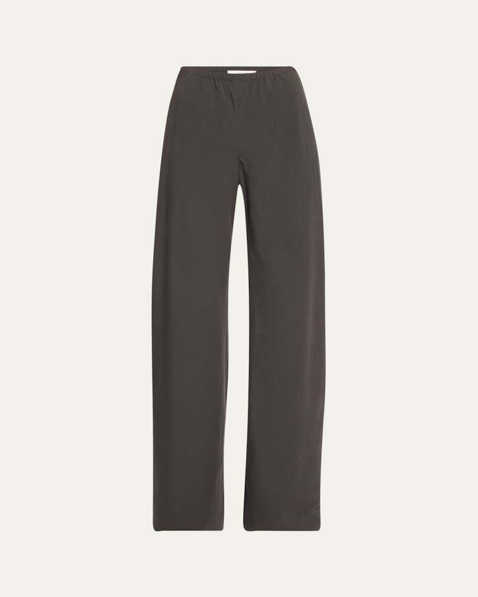 Gala Silk-Linen Straight-Leg Pants